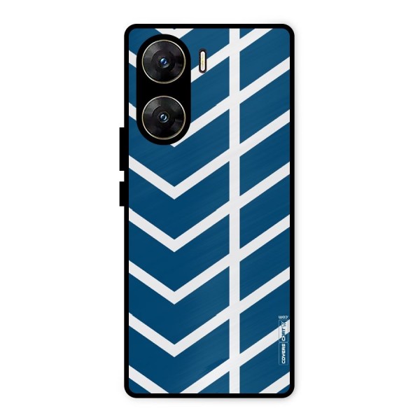Blue White Pattern Metal Back Case for Vivo V29e