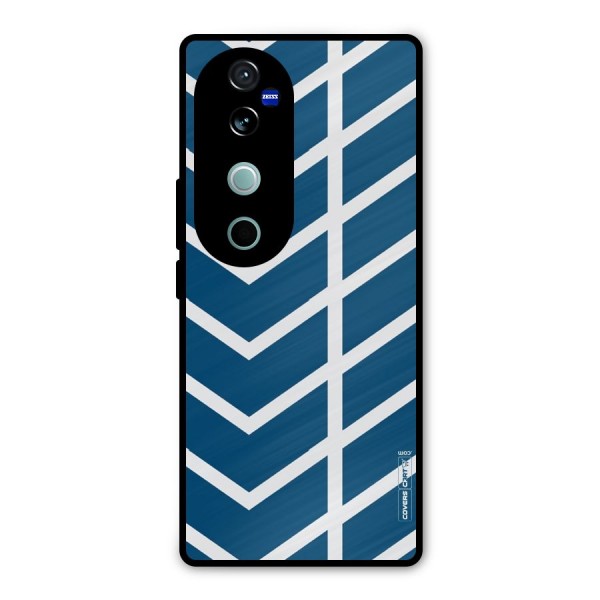 Blue White Pattern Metal Back Case for Vivo V40