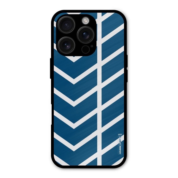 Blue White Pattern Metal Back Case for iPhone 16 Pro
