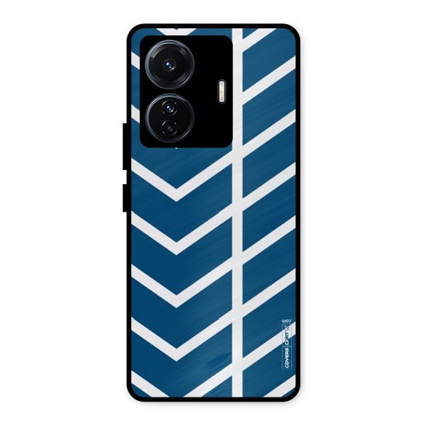 Blue White Pattern Metal Back Case for iQOO Z6