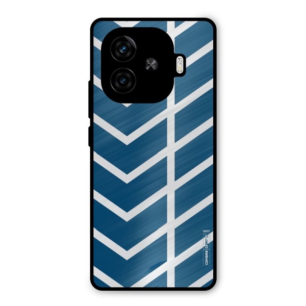 Blue White Pattern Metal Back Case for iQOO Z9 Turbo
