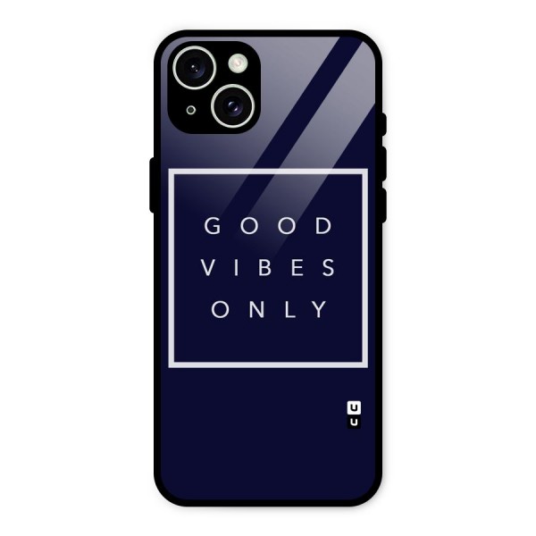 Blue White Vibes Glass Back Case for iPhone 15 Plus