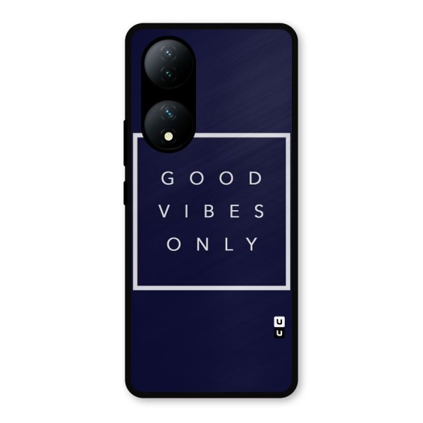 Blue White Vibes Metal Back Case for Vivo T2