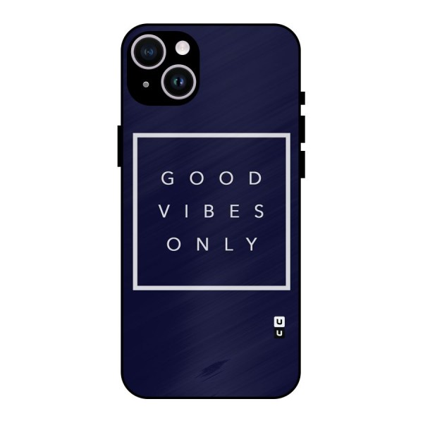 Blue White Vibes Metal Back Case for iPhone 14 Plus