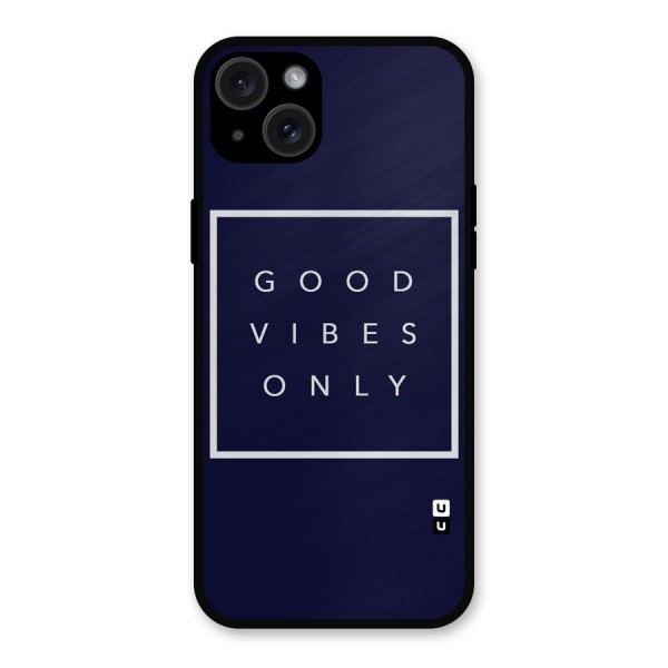 Blue White Vibes Metal Back Case for iPhone 15 Plus