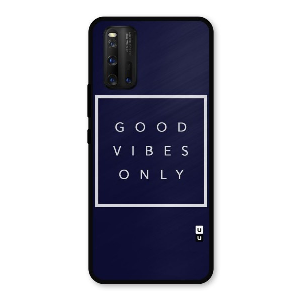 Blue White Vibes Metal Back Case for iQOO 3