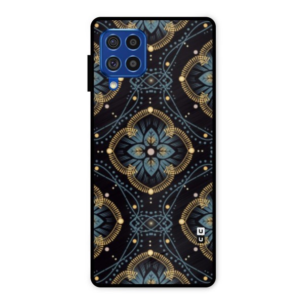 Blue With Black Flower Metal Back Case for Galaxy F62