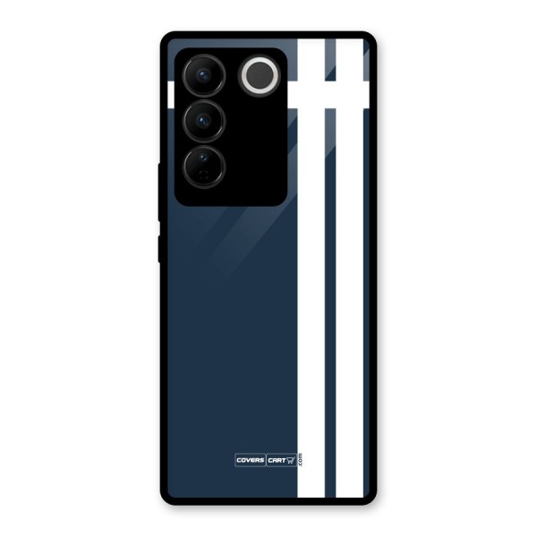 Blue and White Glass Back Case for Vivo V27 Pro
