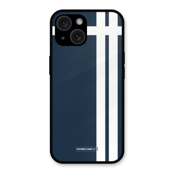 Blue and White Metal Back Case for iPhone 15