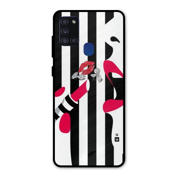 Bold Woman Metal Back Case for Galaxy A21s