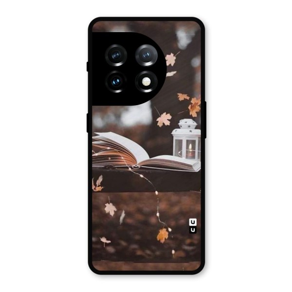 Book and Fall Leaves Metal Back Case for OnePlus 11