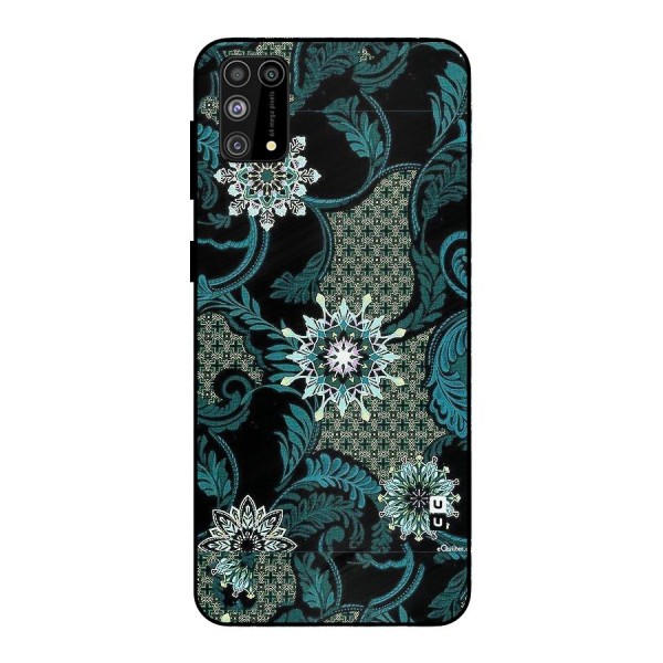 Bottle Green Floral Metal Back Case for Galaxy F41