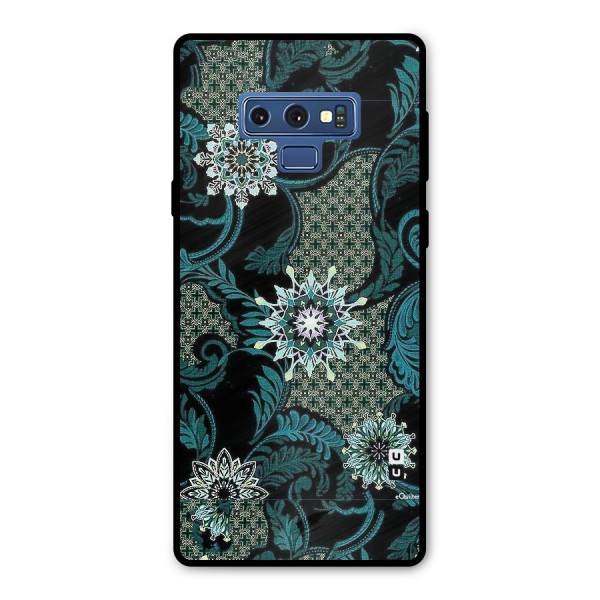 Bottle Green Floral Metal Back Case for Galaxy Note 9