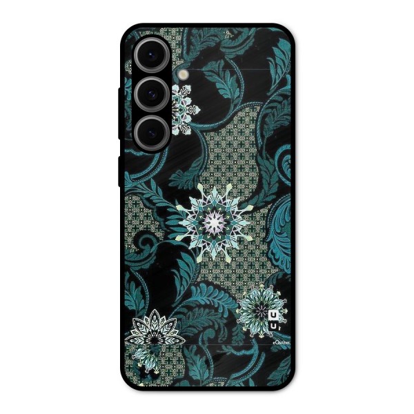 Bottle Green Floral Metal Back Case for Galaxy S24 FE