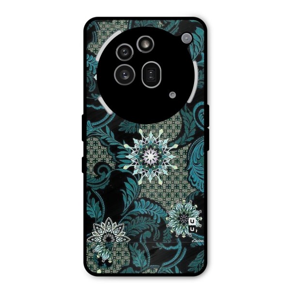 Bottle Green Floral Metal Back Case for Nothing Phone 3a Pro