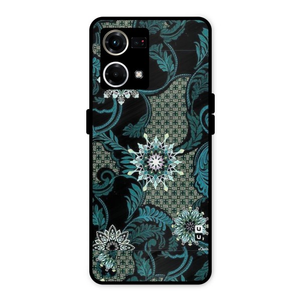 Bottle Green Floral Metal Back Case for Oppo F21 Pro 4G