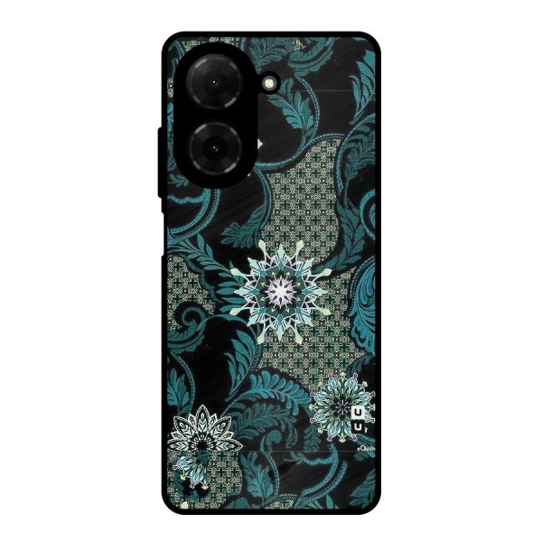 Bottle Green Floral Metal Back Case for Poco C71