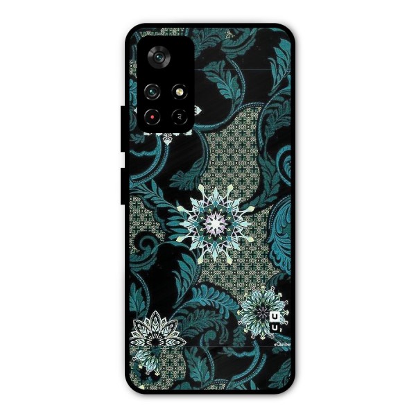 Bottle Green Floral Metal Back Case for Poco M4 Pro 5G