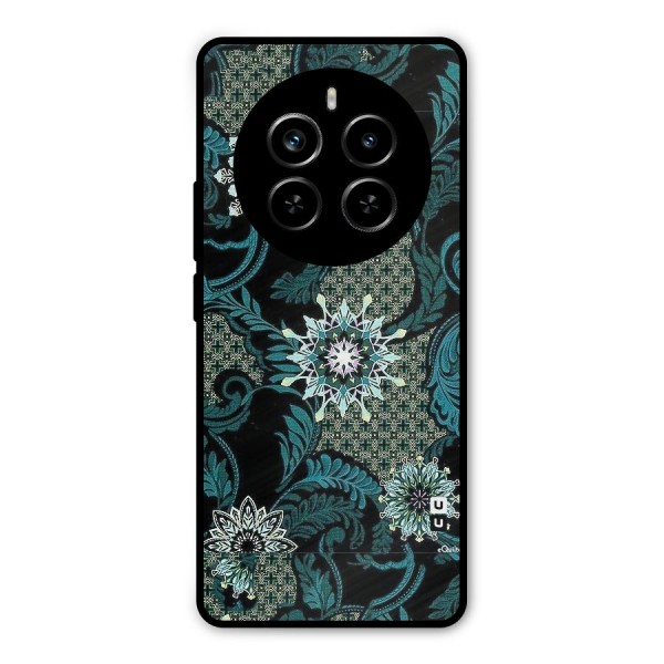 Bottle Green Floral Metal Back Case for Realme P1 Pro