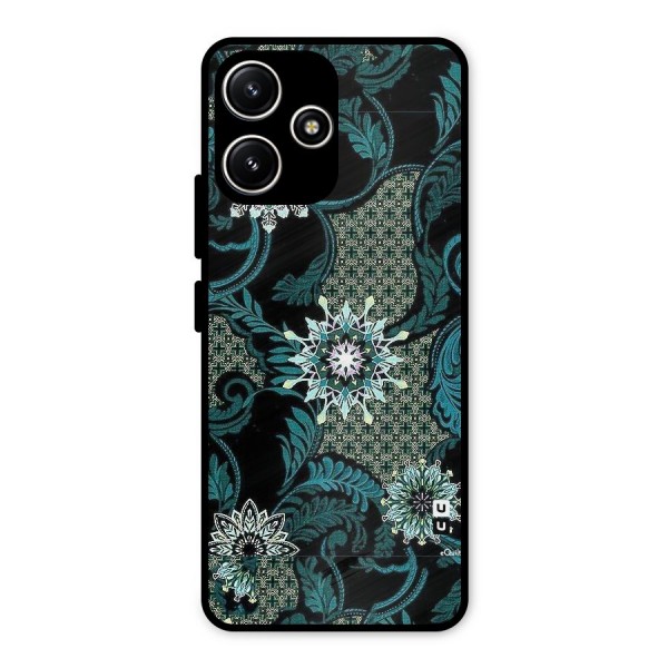 Bottle Green Floral Metal Back Case for Redmi 12 5G