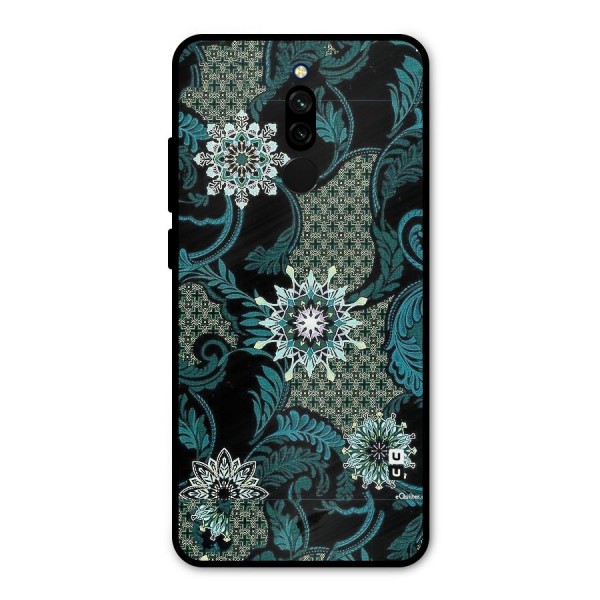 Bottle Green Floral Metal Back Case for Redmi 8