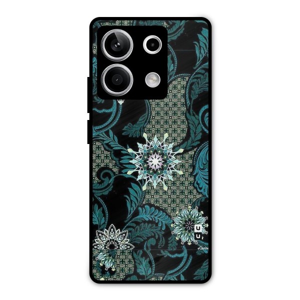 Bottle Green Floral Metal Back Case for Redmi Note 13 5G