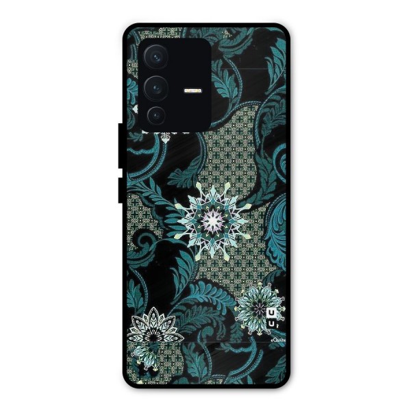 Bottle Green Floral Metal Back Case for Vivo V23 Pro