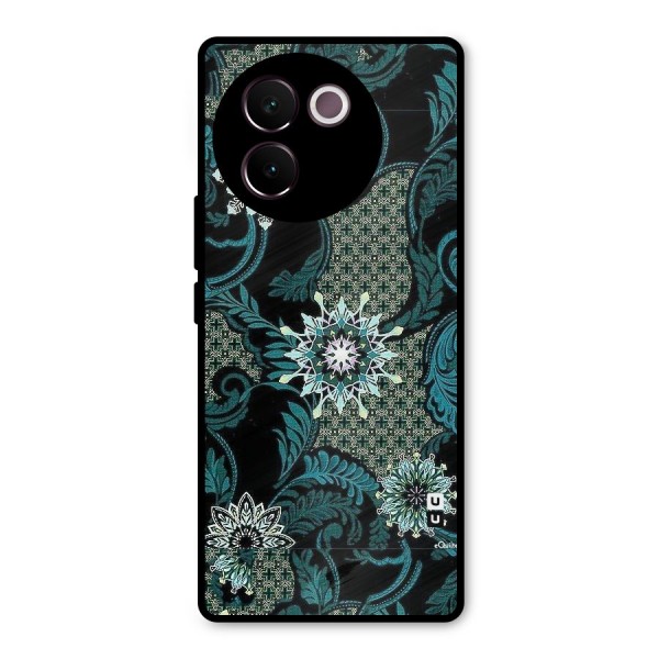 Bottle Green Floral Metal Back Case for Vivo V30e