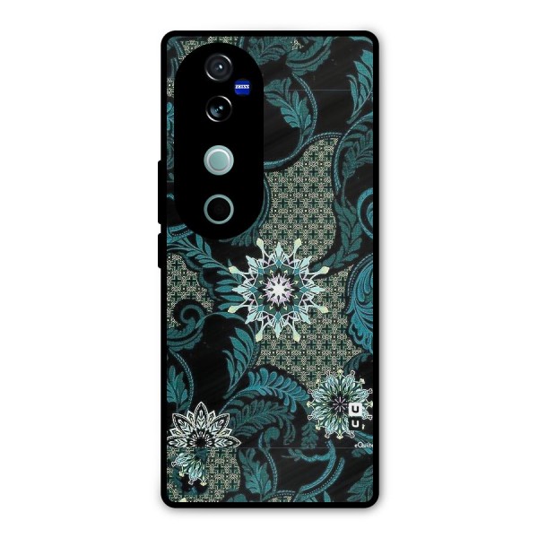 Bottle Green Floral Metal Back Case for Vivo V40