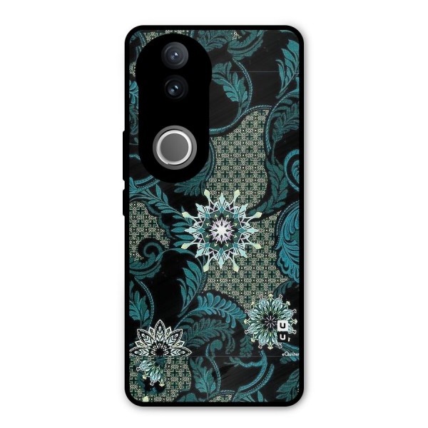 Bottle Green Floral Metal Back Case for Vivo V50e