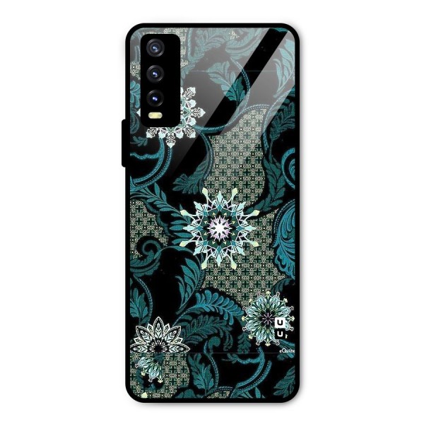 Bottle Green Floral Metal Back Case for Vivo Y20i