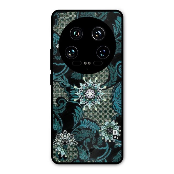 Bottle Green Floral Metal Back Case for Xiaomi 14 Ultra