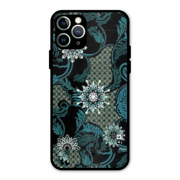 Bottle Green Floral Metal Back Case for iPhone 11 Pro Max