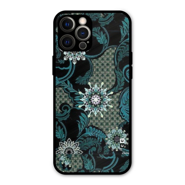 Bottle Green Floral Metal Back Case for iPhone 12 Pro Max