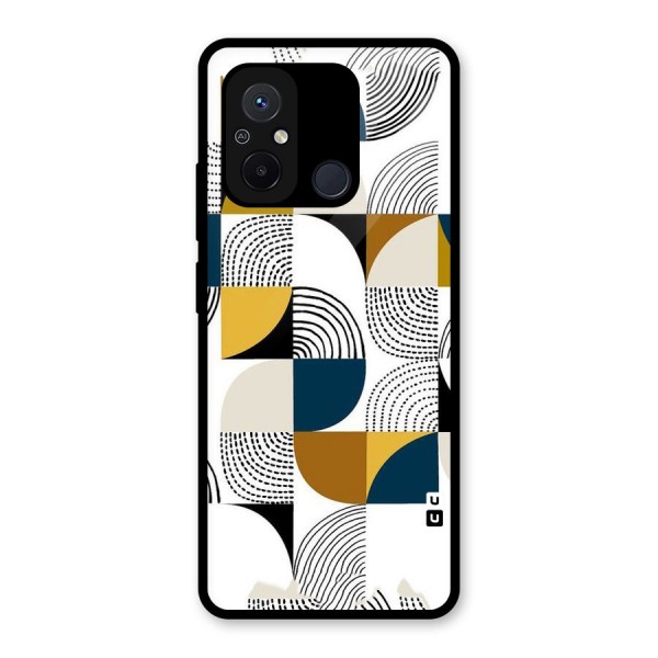 Boxes Pattern Glass Back Case for Redmi 12C