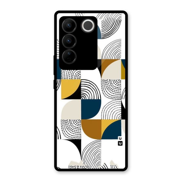 Boxes Pattern Glass Back Case for Vivo V27