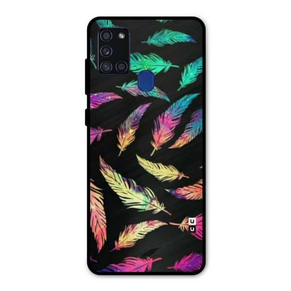 Bright Feathers Metal Back Case for Galaxy A21s
