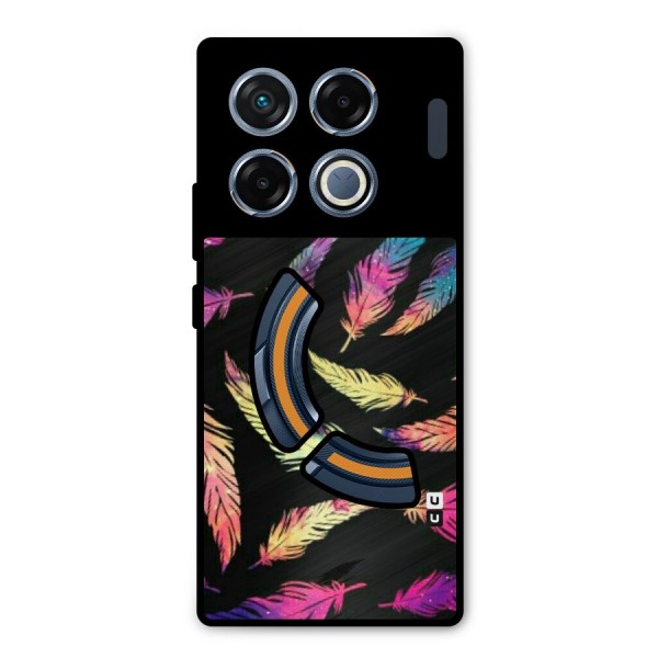 Bright Feathers Metal Back Case for Infinix GT 20 Pro