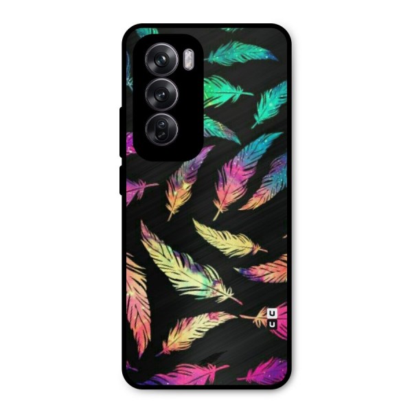 Bright Feathers Metal Back Case for Oppo Reno12 Pro