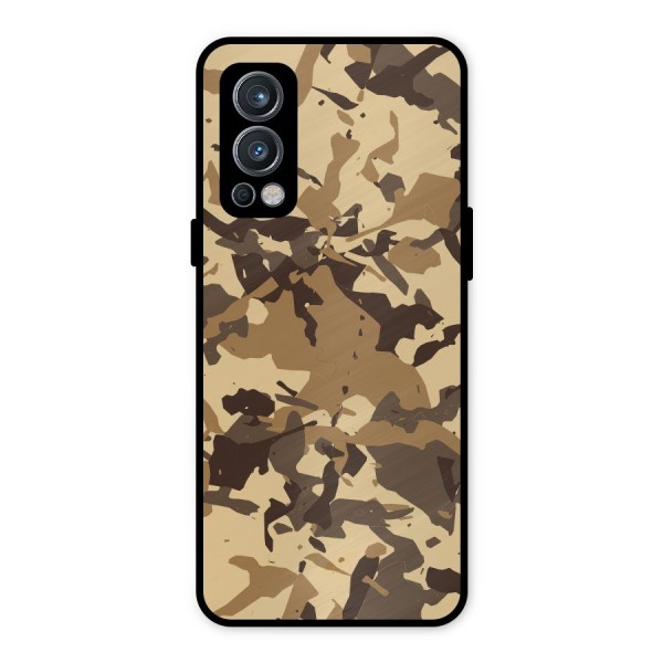 Brown Camouflage Army Metal Back Case for OnePlus Nord 2 5G