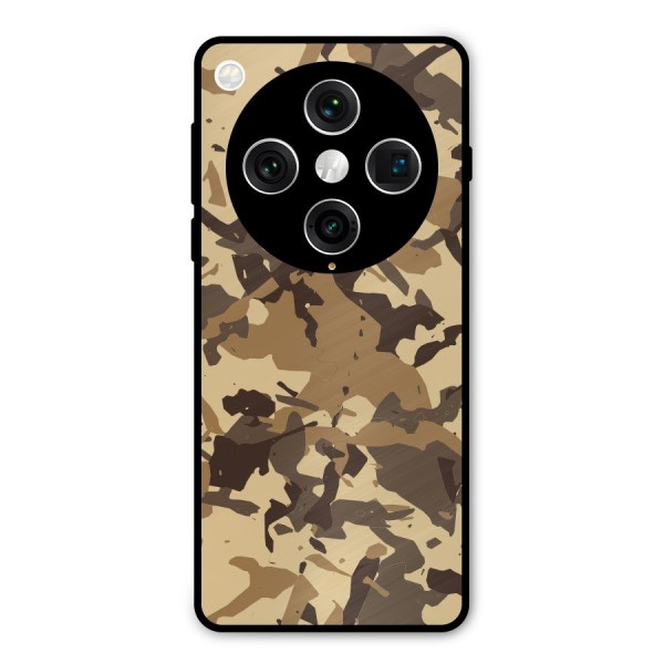 Brown Camouflage Army Metal Back Case for Oppo Find X8 Pro