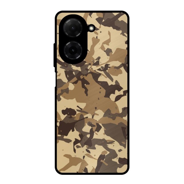 Brown Camouflage Army Metal Back Case for Poco C71