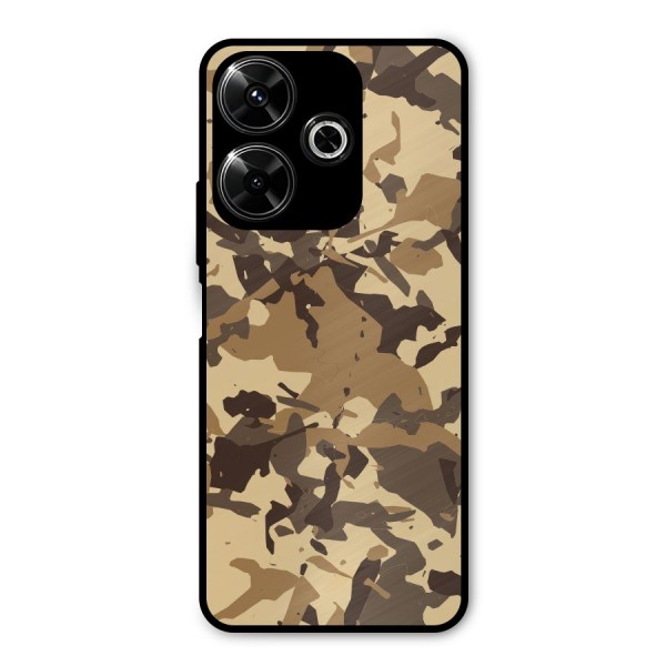 Brown Camouflage Army Metal Back Case for Redmi 13 5G