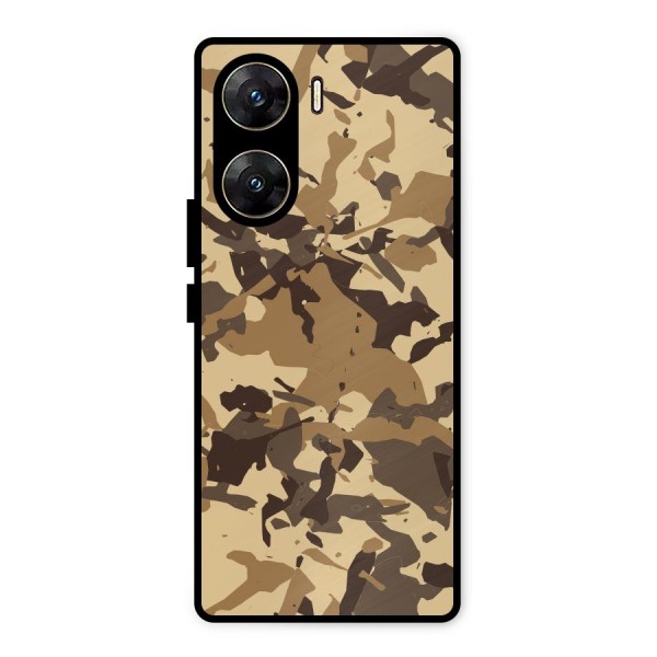Brown Camouflage Army Metal Back Case for Vivo V29e