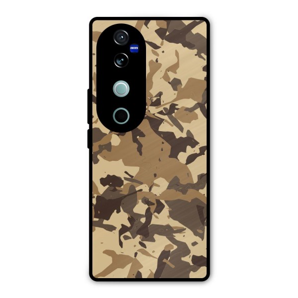 Brown Camouflage Army Metal Back Case for Vivo V40 Pro