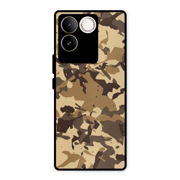 Brown Camouflage Army Metal Back Case for iQOO Z7 Pro