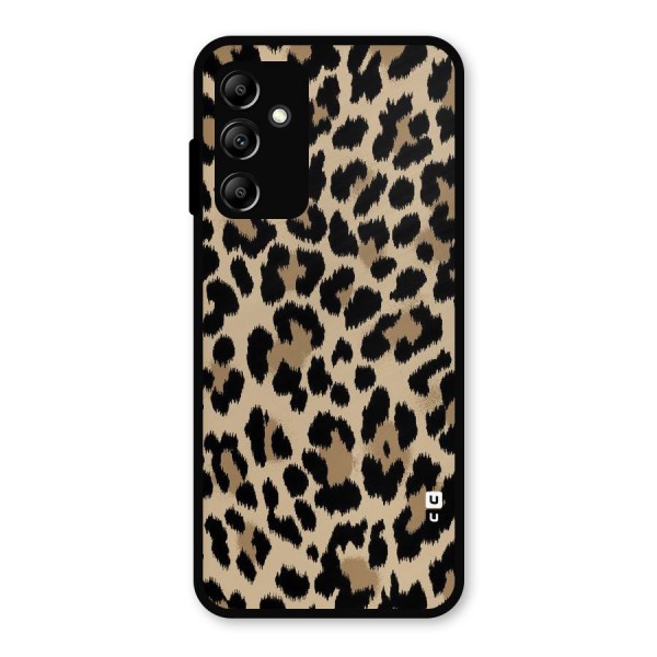Brown Leapord Print Metal Back Case for Galaxy A14 5G