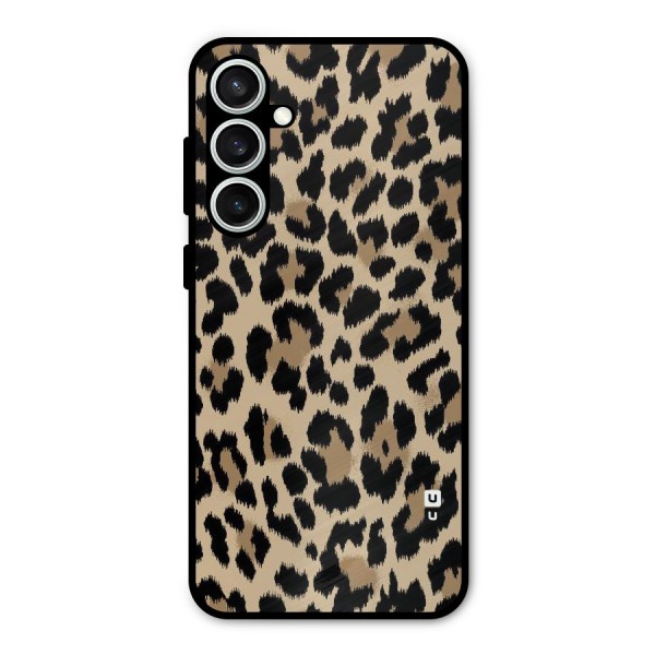 Brown Leapord Print Metal Back Case for Galaxy S23 FE