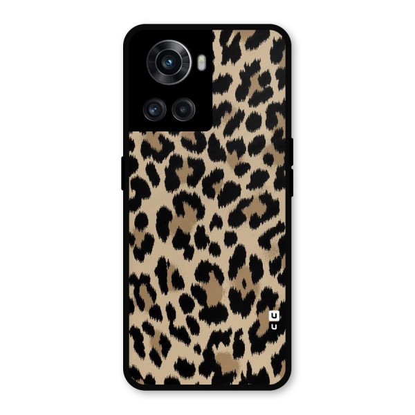 Brown Leapord Print Metal Back Case for OnePlus 10R