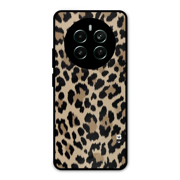 Brown Leapord Print Metal Back Case for Realme 12 Pro Plus